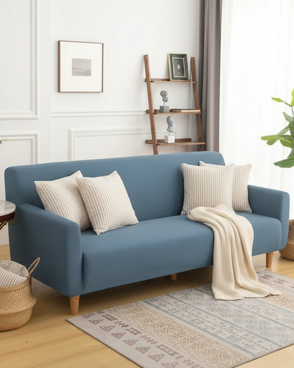 Housse de clic clac gris bleu extensible – Protection canapé convertible – Photo Variation 1