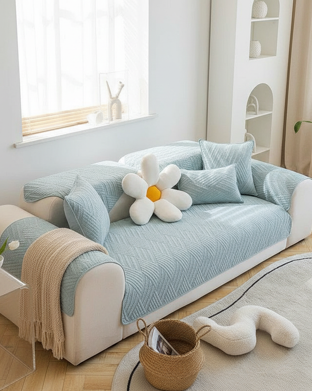 Housse de clic clac matelassée bleu – Protection canapé convertible – Photo Variation 1