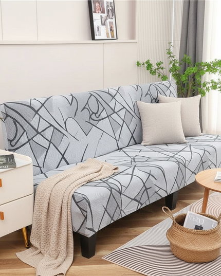 Housse de clic clac géométrique grise. – Protection canapé convertible – Photo Variation 1