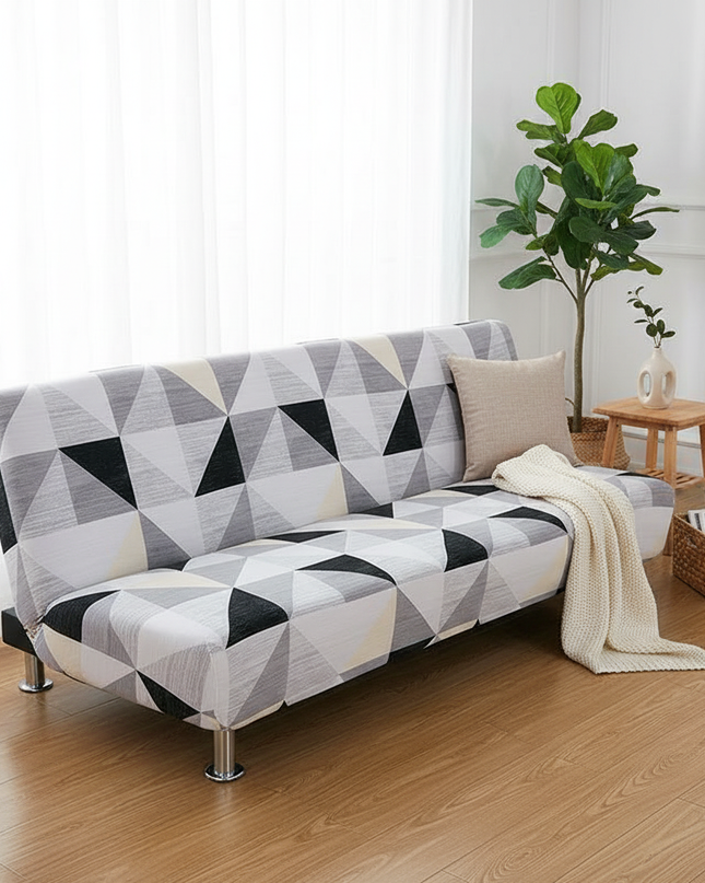 Housse de clic clac géométrique contrasté – Protection canapé convertible – Photo Variation 1
