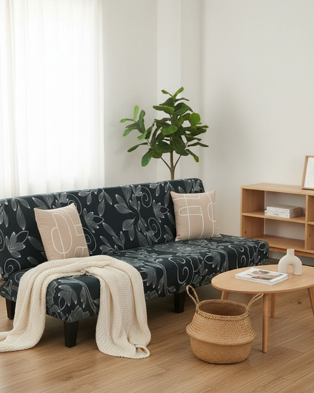Housse de clic clac florale foncée – Protection canapé convertible – Photo Variation 1