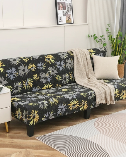 Housse de clic clac motifs fleurs jaunes – Protection canapé convertible – Photo Variation 1