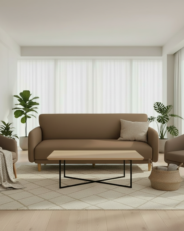 Housse de clic clac marron stretch déhoussable – Protection canapé convertible – Photo Variation 1