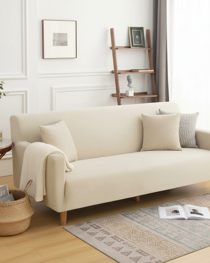 Housse de clic clac beige sans accoudoirs – Protection canapé convertible – Photo Variation 1