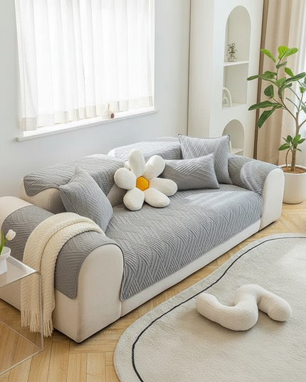 Housse de clic clac coton gris matelassé – Protection canapé convertible – Photo Variation 1