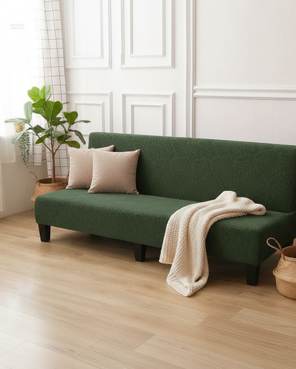 Housse de clic clac vert feuillage jacquard – Protection canapé convertible – Photo Variation 1