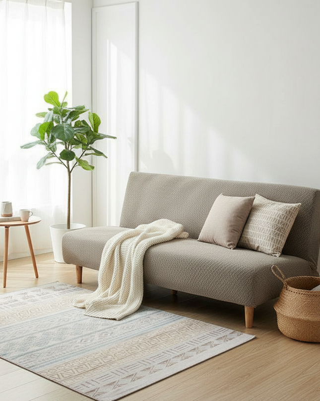 housse clic clac beige – Protection canapé convertible – Photo Variation 1