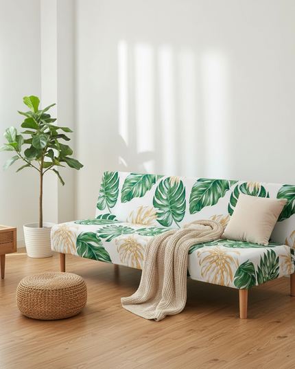 Housse de clic clac tropicale verte or – Protection canapé convertible – Photo Variation 1