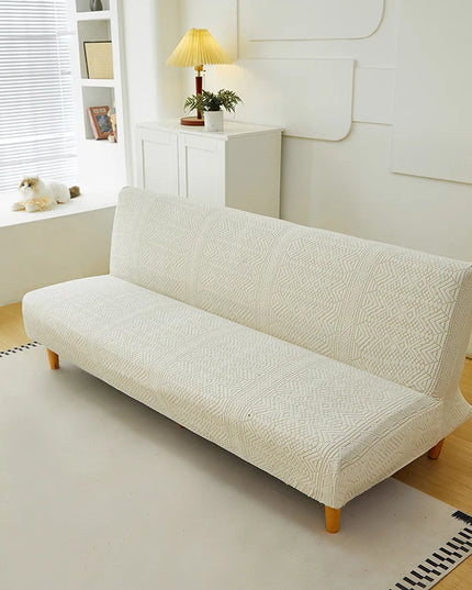 Housse de clic clac Stretch Jacquard Écru – Protection canapé convertible – Photo Variation 7