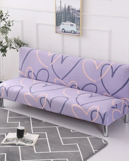 Housse de clic clac motif cœurs lavande – Protection canapé convertible – Photo Variation 7