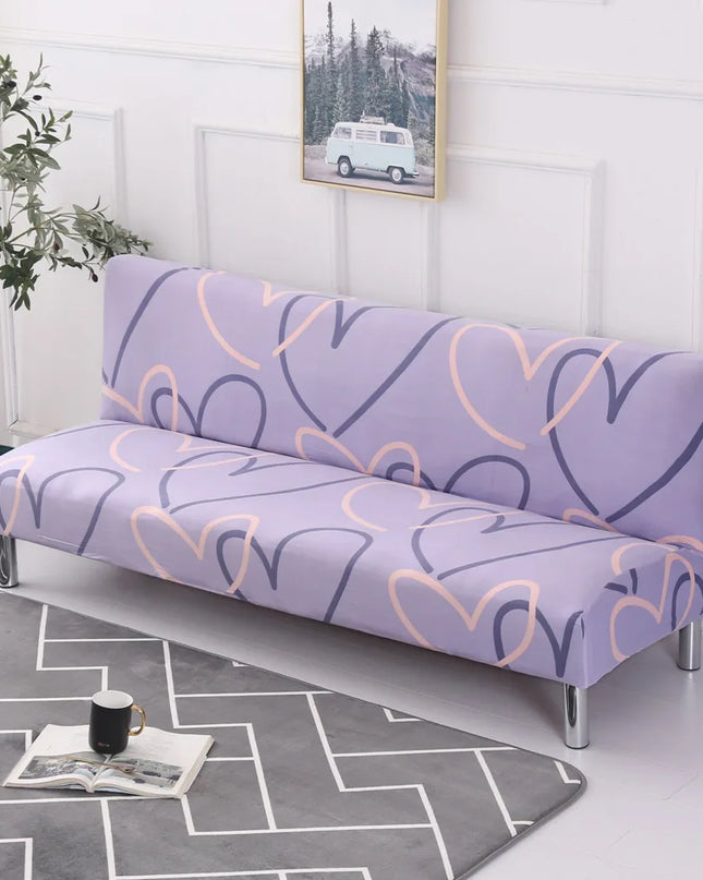 Housse de clic clac motif cœurs lavande – Protection canapé convertible – Photo Variation 7