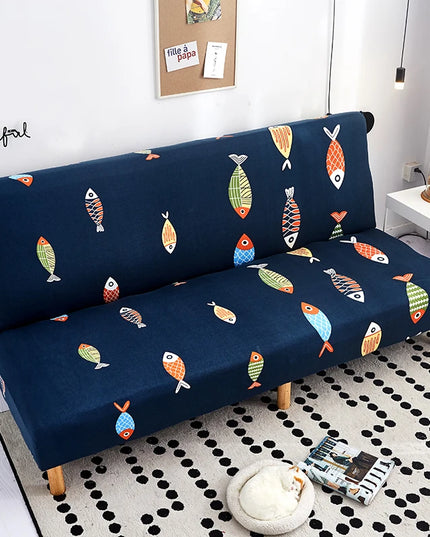 Housse de clic clac géométrique bleu jaune – Protection canapé convertible – Photo Variation 7