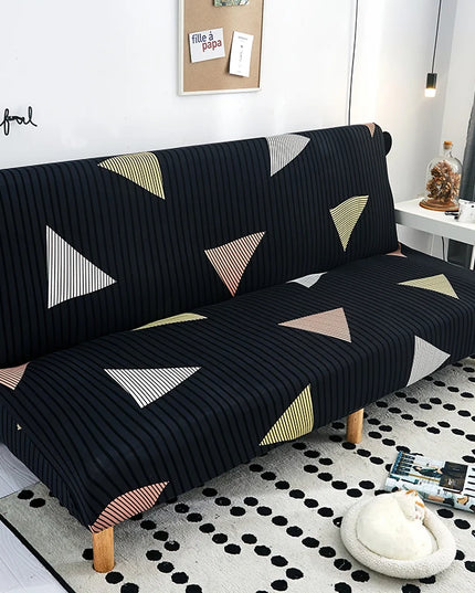 Housse de clic clac géométrique noire triangles – Protection canapé convertible – Photo Variation 7