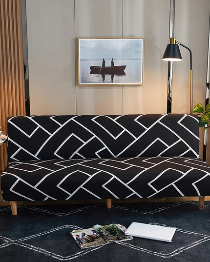 Housse de clic clac motif géométrique noir – Protection canapé convertible – Photo Variation 7