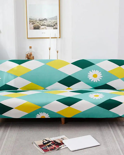 Housse de clic clac Élastique Turquoise Pâquerettes – Protection canapé convertible – Photo Variation 7