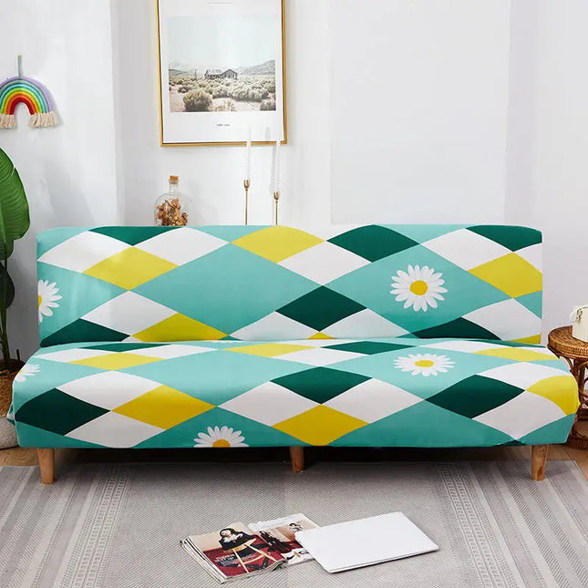 Housse de clic clac Élastique Turquoise Pâquerettes – Protection canapé convertible – Photo Variation 7
