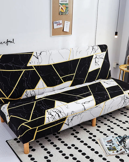 Housse de clic clac Géométrique Marbre Noir – Protection canapé convertible – Photo Variation 7