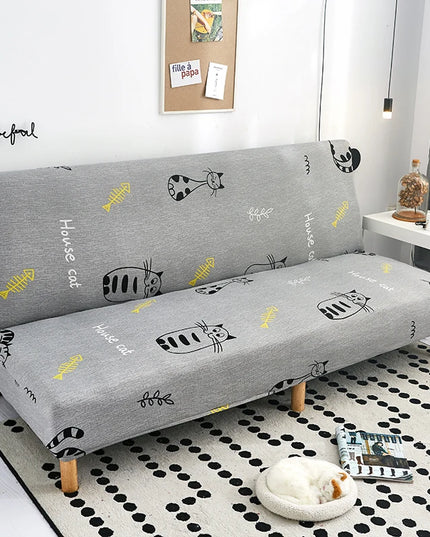 Housse de clic clac Gris Chats Poissons – Protection canapé convertible – Photo Variation 7