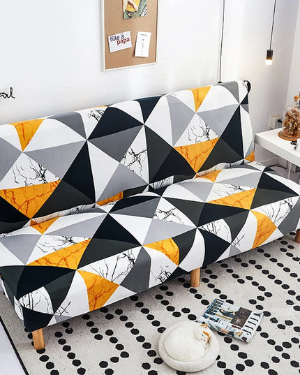 Housse de clic clac Géométrique Jaune Marbre – Protection canapé convertible – Photo Variation 7
