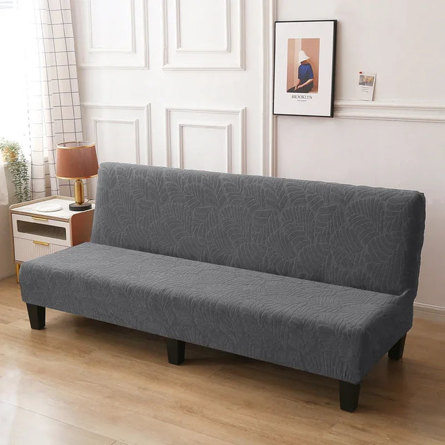 Housse de clic clac anthracite motifs feuilles – Protection canapé convertible – Photo Variation 7