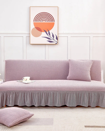 Housse de clic clac rose poudré jupe – Protection canapé convertible – Photo Variation 7