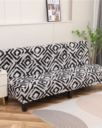 Housse de clic clac motif losanges noir – Protection canapé convertible – Photo Variation 7