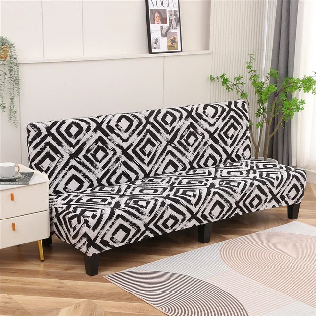 Housse de clic clac motif losanges noir – Protection canapé convertible – Photo Variation 7