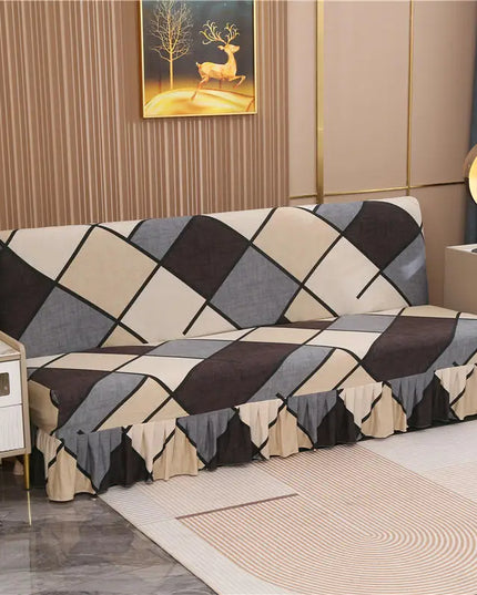 Housse de clic clac losanges beige marron – Protection canapé convertible – Photo Variation 7