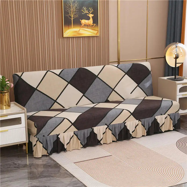 Housse de clic clac losanges beige marron – Protection canapé convertible – Photo Variation 7