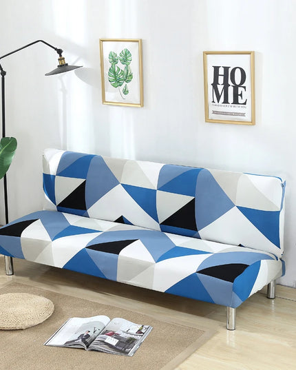 Housse de clic clac imprimé floral bleu – Protection canapé convertible – Photo Variation 7