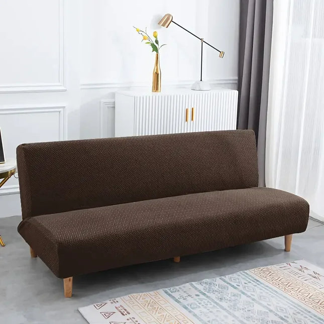 Housse de clic clac marron jacquard extensible – Protection canapé convertible – Photo Variation 7