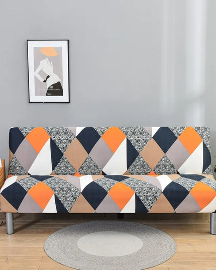 Housse de clic clac géométrique multicolore stretch – Protection canapé convertible – Photo Variation 7