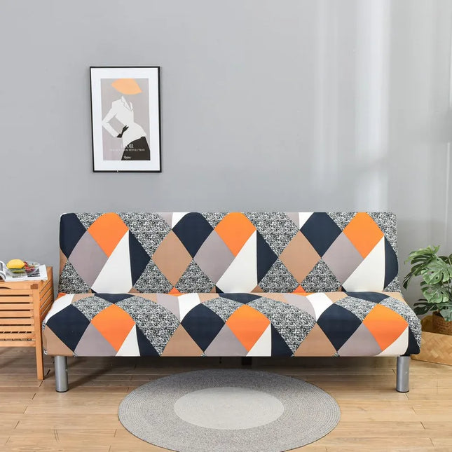 Housse de clic clac géométrique multicolore stretch – Protection canapé convertible – Photo Variation 7