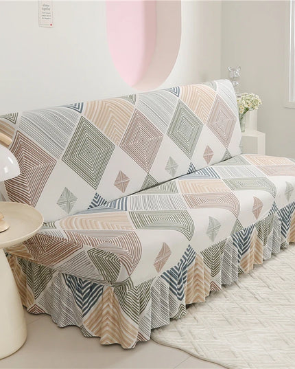 Housse de clic clac géométrique jupe extensible – Protection canapé convertible – Photo Variation 7