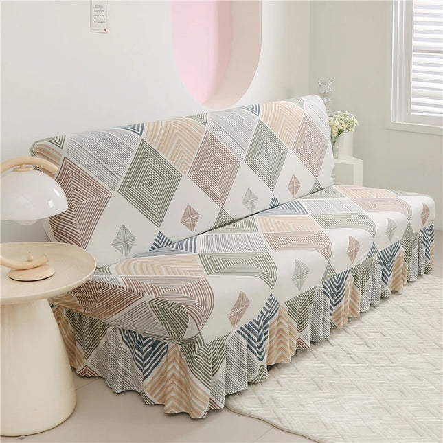 Housse de clic clac géométrique jupe extensible – Protection canapé convertible – Photo Variation 7