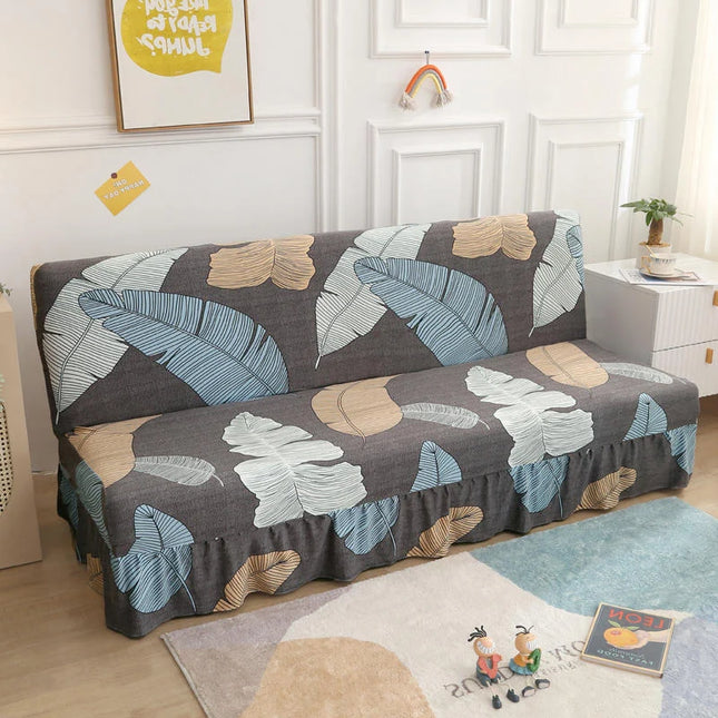 Housse de clic clac feuilles grises bleues – Protection canapé convertible – Photo Variation 7