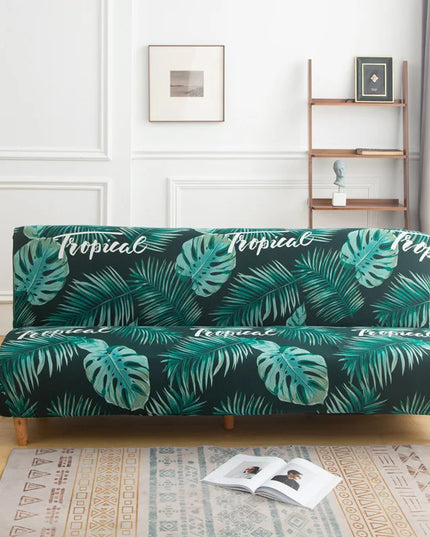 Housse de clic clac imprimé tropical vert – Protection canapé convertible – Photo Variation 7