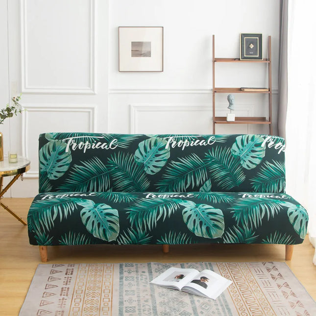 Housse de clic clac imprimé tropical vert – Protection canapé convertible – Photo Variation 7