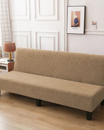 Housse de clic clac beige stretch feuillage – Protection canapé convertible – Photo Variation 7