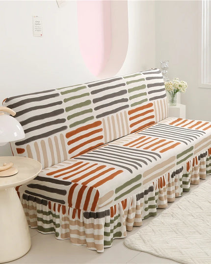 Housse de clic clac motifs abstraits automne jupe. – Protection canapé convertible – Photo Variation 7