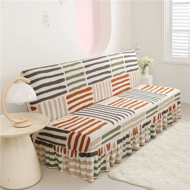 Housse de clic clac motifs abstraits automne jupe. – Protection canapé convertible – Photo Variation 7