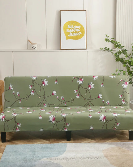 Housse de clic clac vert imprimé fleurs – Protection canapé convertible – Photo Variation 7