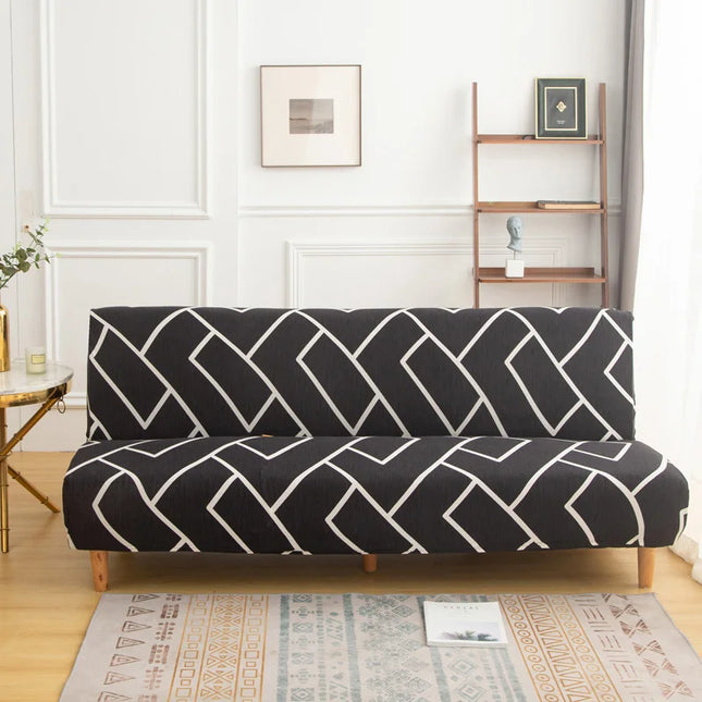 Housse de clic clac noire motifs géométriques – Protection canapé convertible – Photo Variation 7
