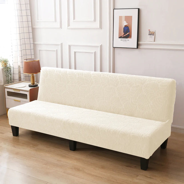 Housse de clic clac extensible crème feuilles – Protection canapé convertible – Photo Variation 7