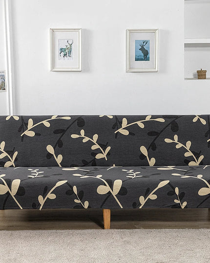 Housse de clic clac extensible feuilles grises. – Protection canapé convertible – Photo Variation 7