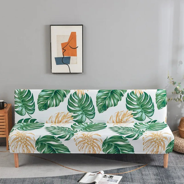 Housse de clic clac tropicale verte or – Protection canapé convertible – Photo Variation 7