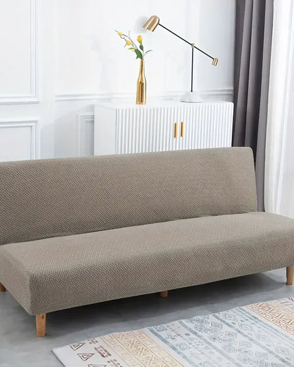 Housse de clic clac jacquard taupe élastique – Protection canapé convertible – Photo Variation 7