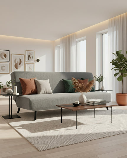 Housse de clic clac gris texturé imperméable – Protection canapé convertible – Photo Variation 7