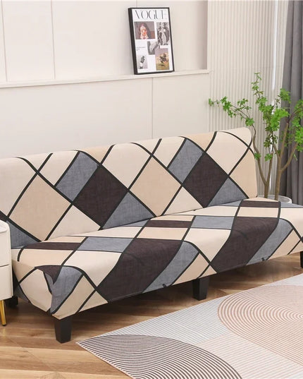 Housse de clic clac beige losanges extensible – Protection canapé convertible – Photo Variation 7