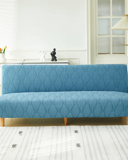 Housse de clic clac bleu canard feuilles – Protection canapé convertible – Photo Variation 7
